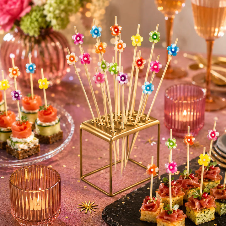 Piques à Cocktail Fleurs Colorées