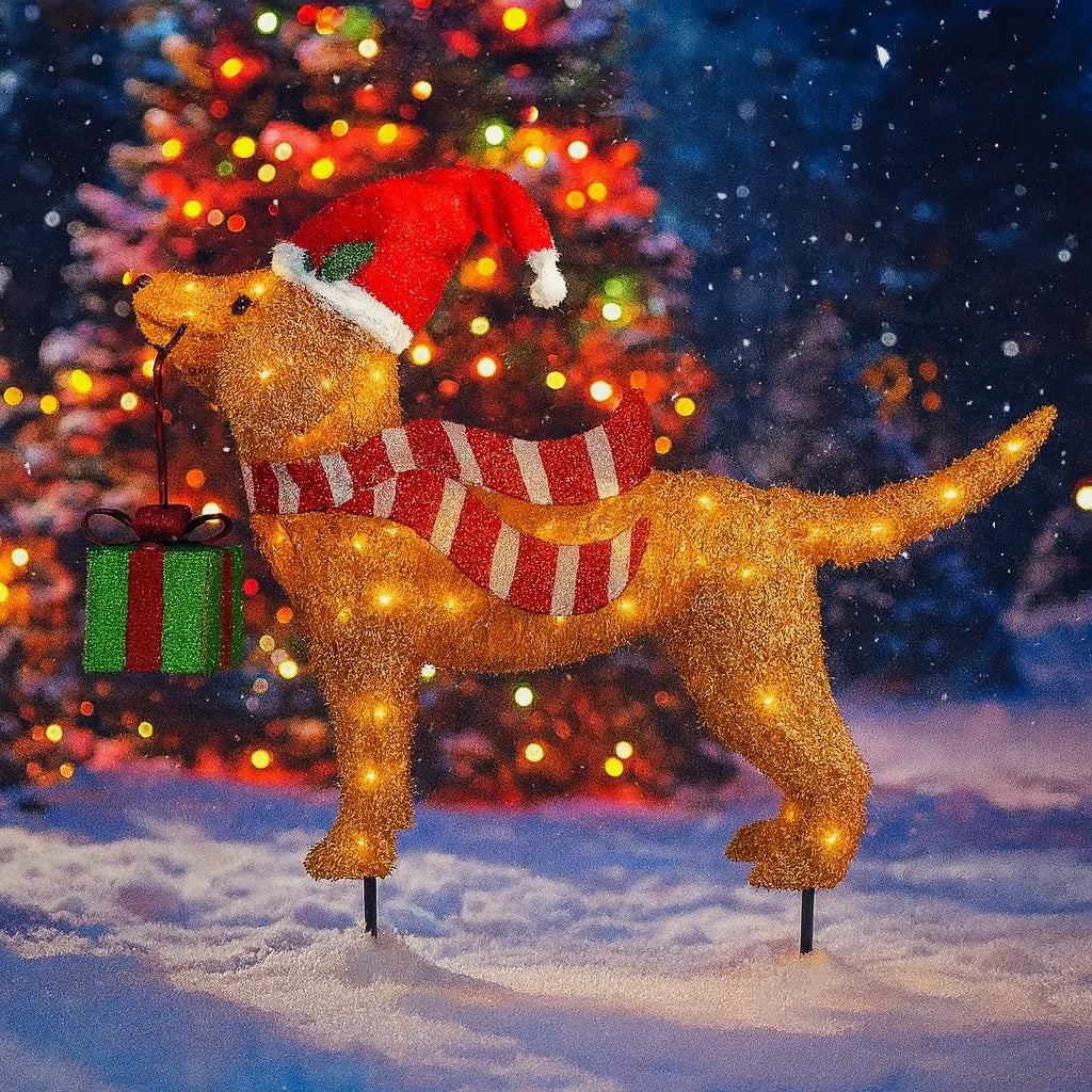 Piquet De Jardin Chien De Noël Lumineux