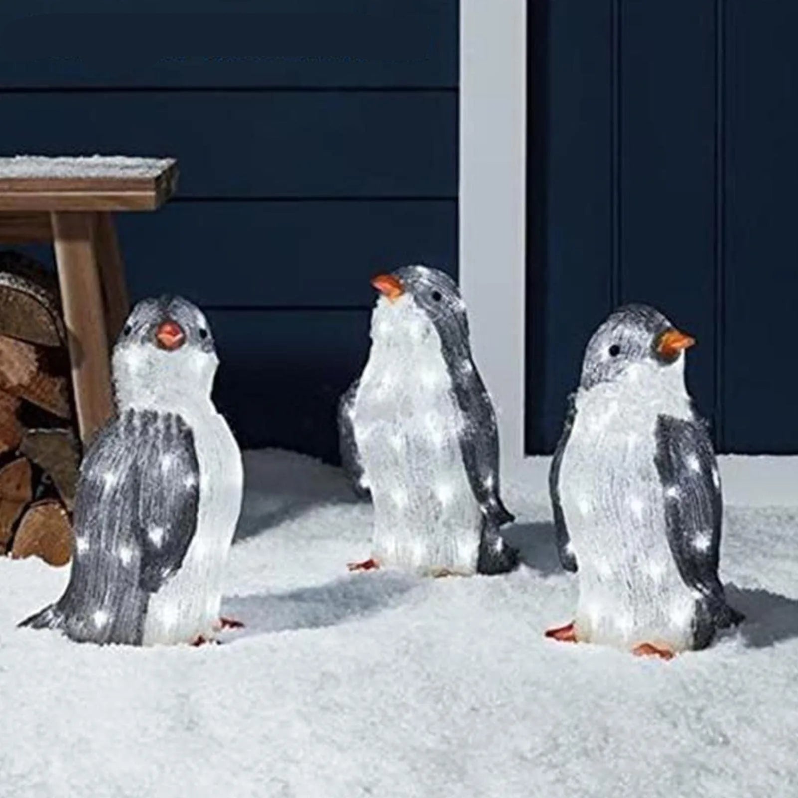 Piquet Pingouins Décoratifs Noël LED chic