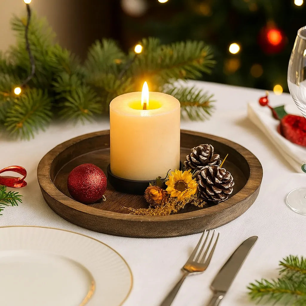Plateau Centre de Table Noël pour Bougeoir