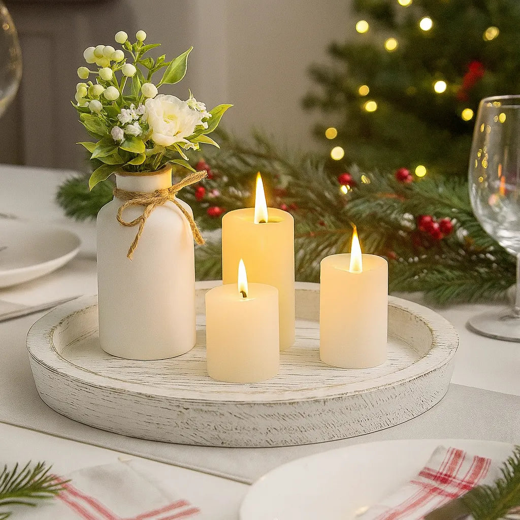 Plateau en Bois Rustique Centre de Table