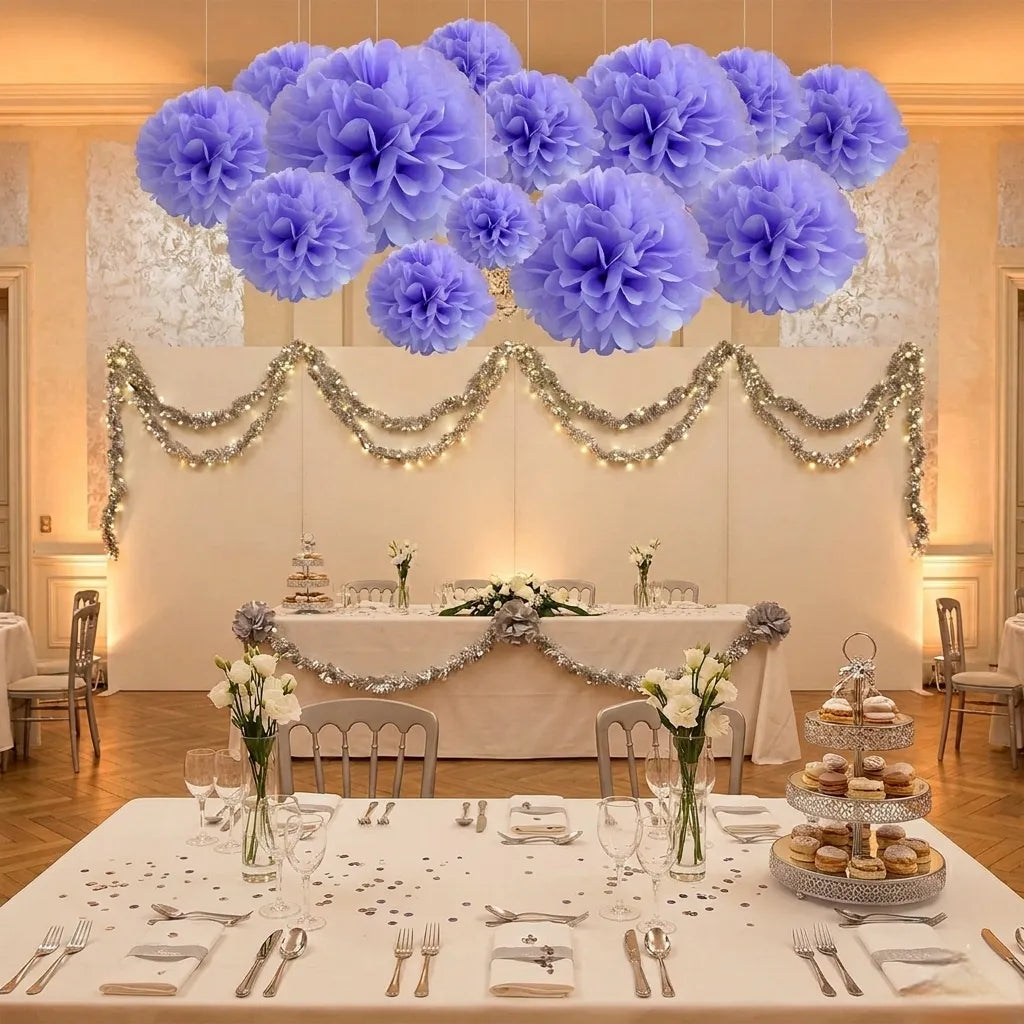Pompon Déco en Papier Mauve