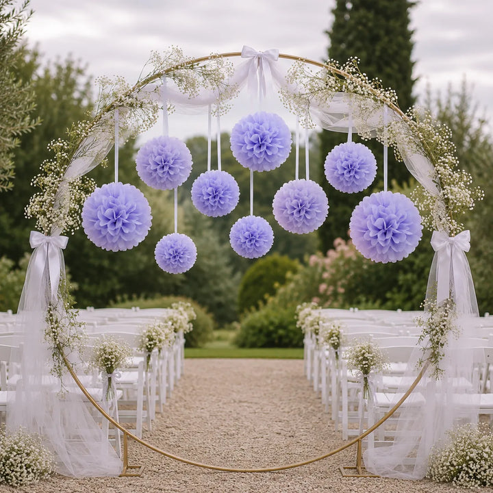 Pompon Déco en Papier Mauve Douce