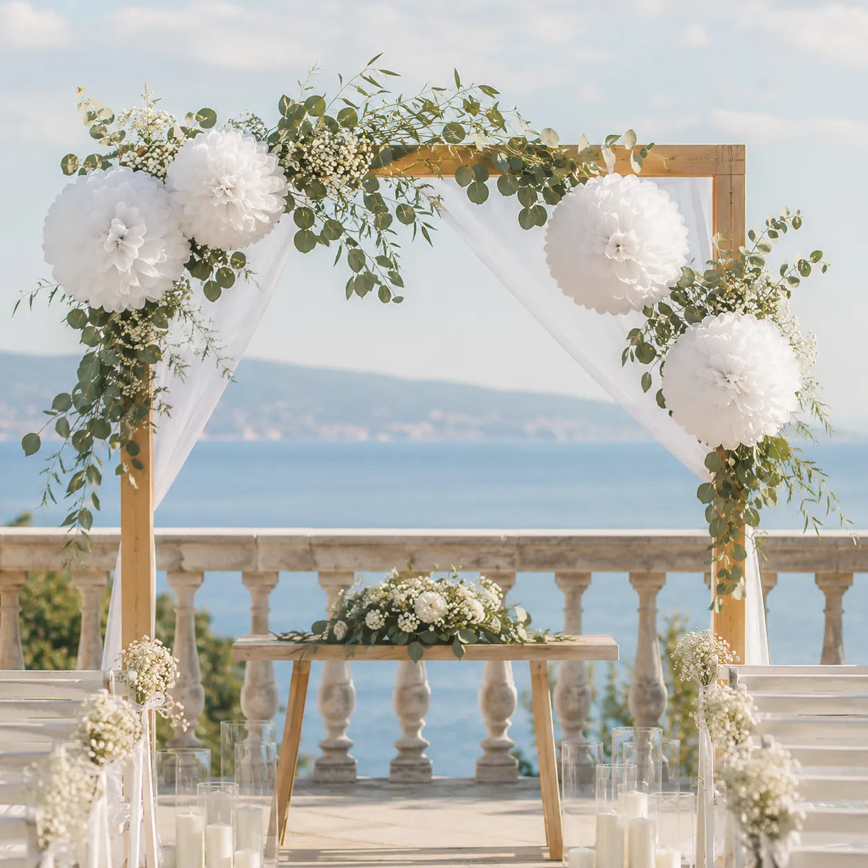 Pompon Décoratif Blanc Moderne