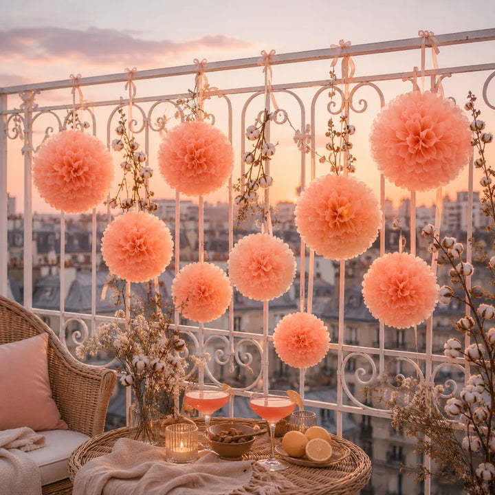 Pompon Décoratif Couleur Pêche Neutre