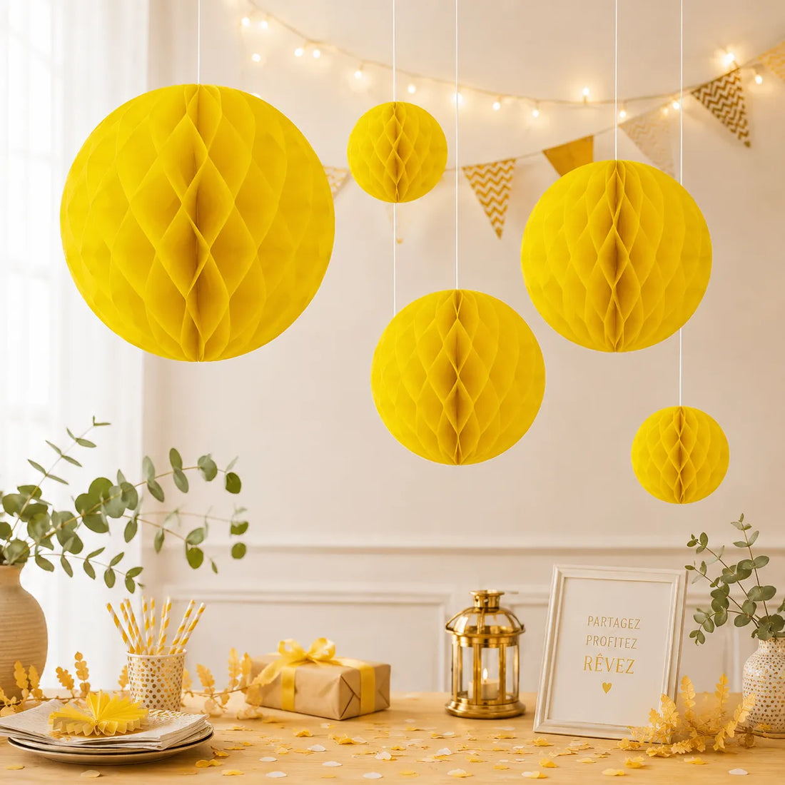 Pompon Nid d’Abeille Jaune Moderne