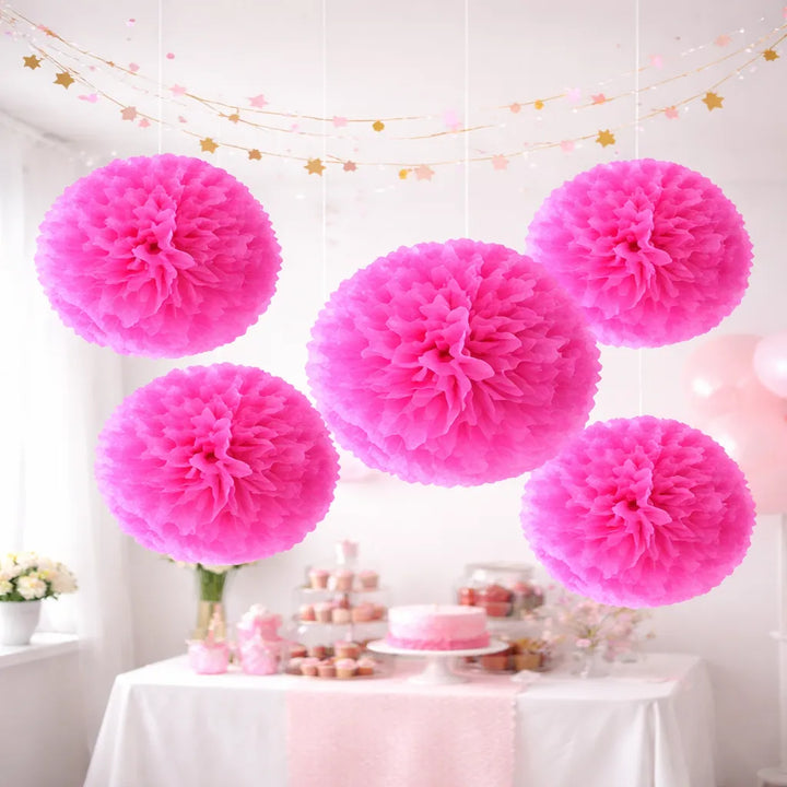 Pompon Papier de Soie Rose Vif 