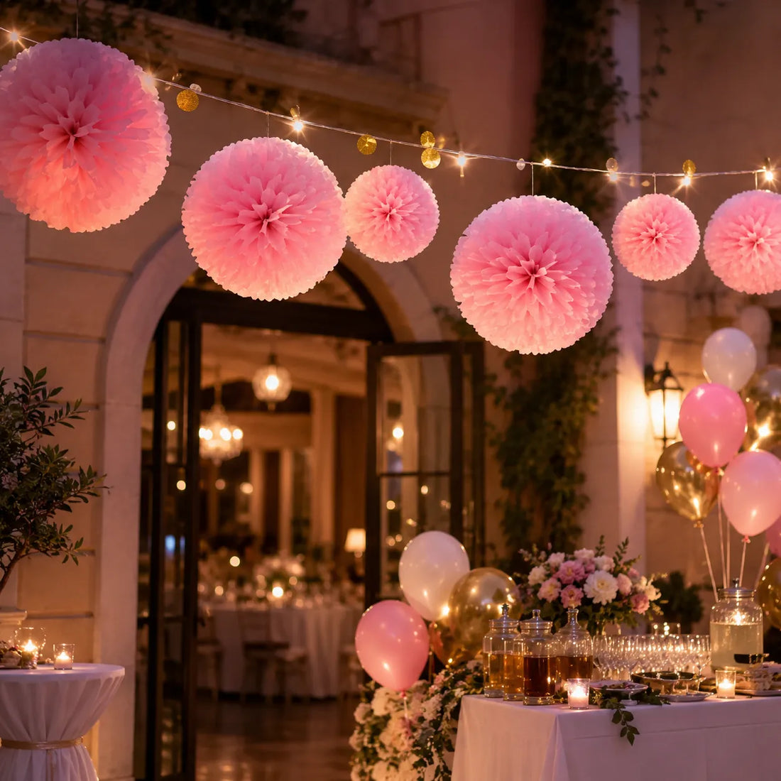 Pompon Rose Tendre Festive