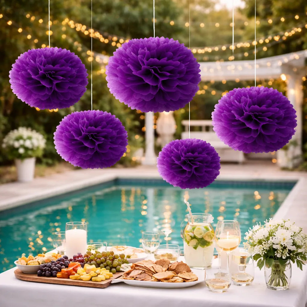 Pompon en Papier Violet