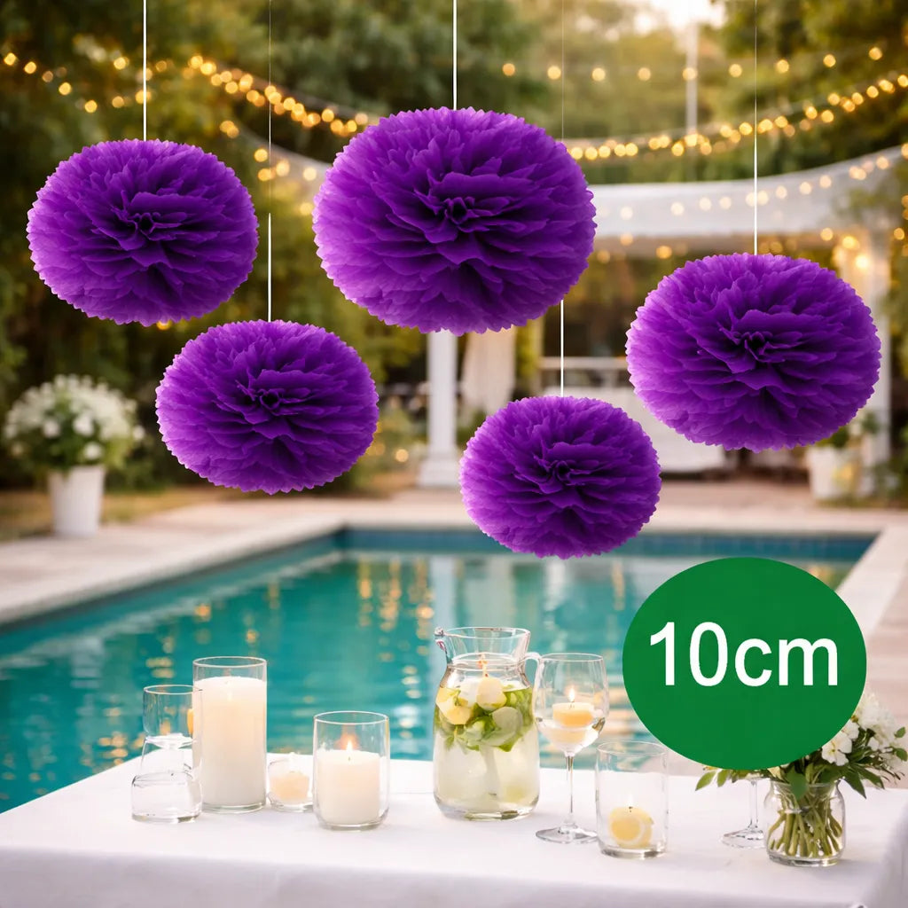 Pompon en Papier Violet coloré
