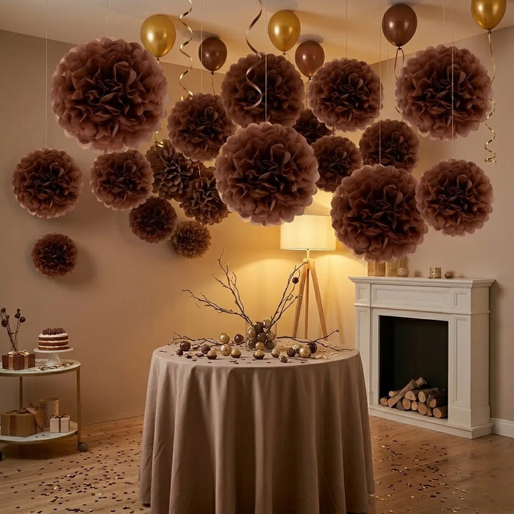 Pompons Décoratifs Marron 