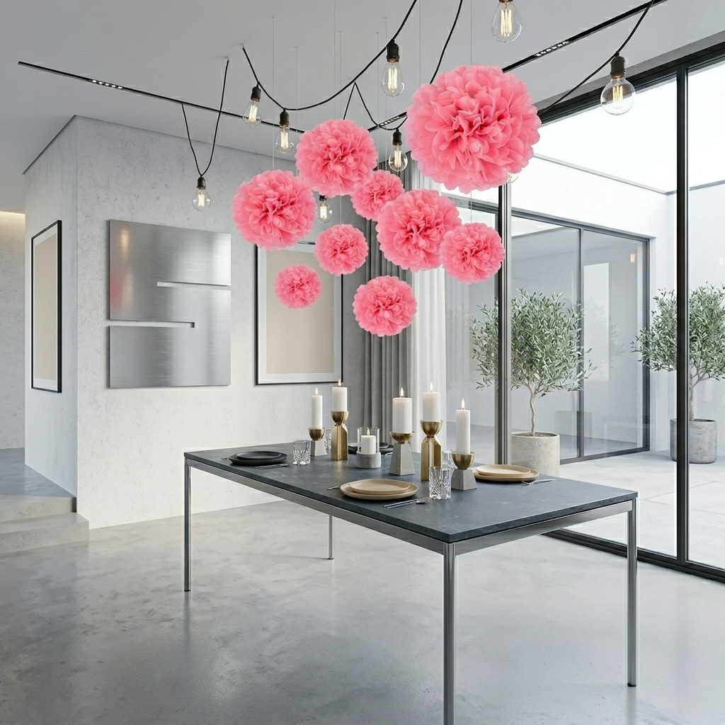 Pompons Roses Décoratifs Romantique