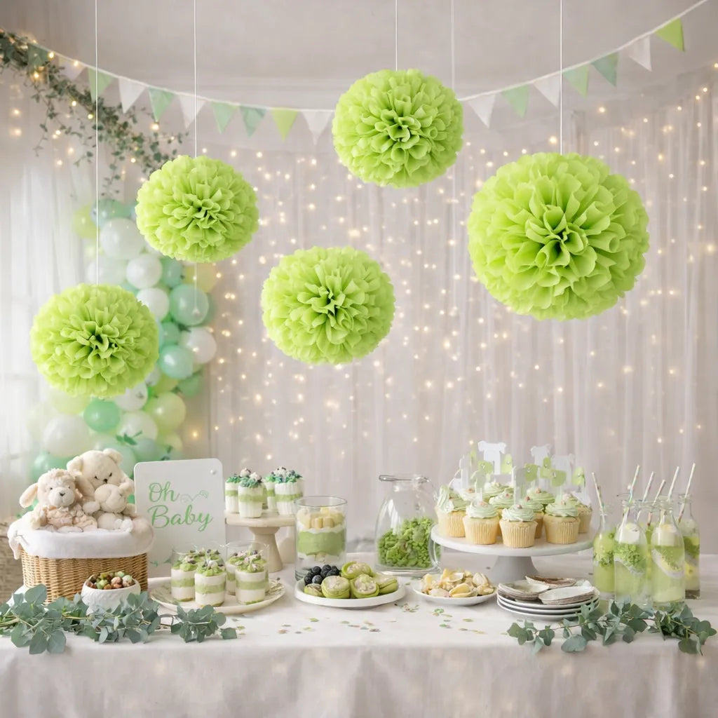 Pompons de Fête Verts 