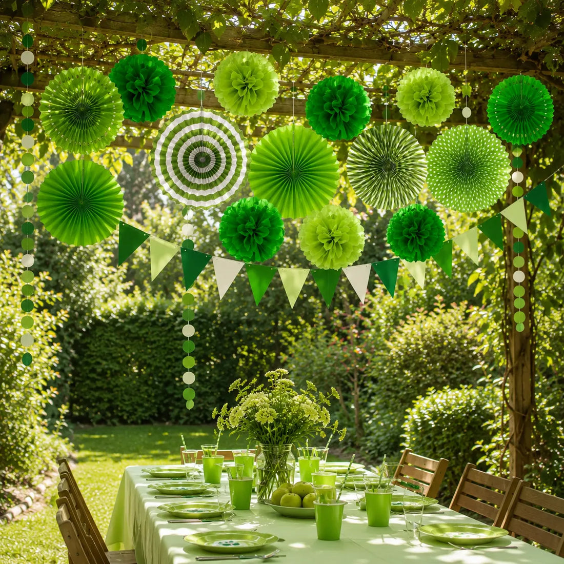 Pompons et Rosaces Décoratifs Verts Moderne