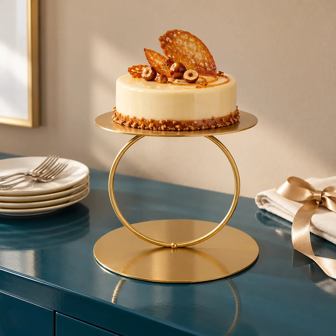 Porte-gâteau Décoratif Doré chic