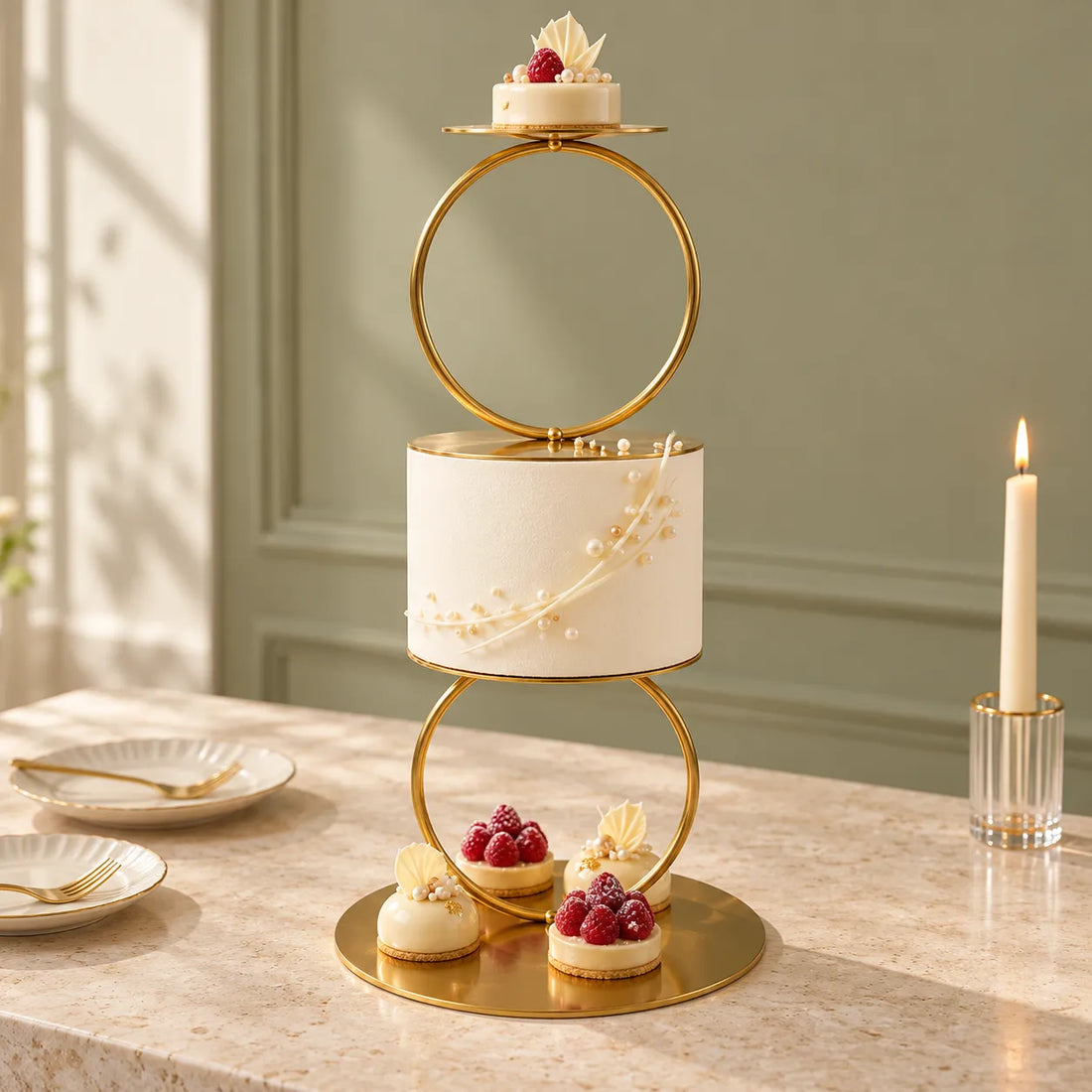 Porte-gâteau Décoratif Doré classe