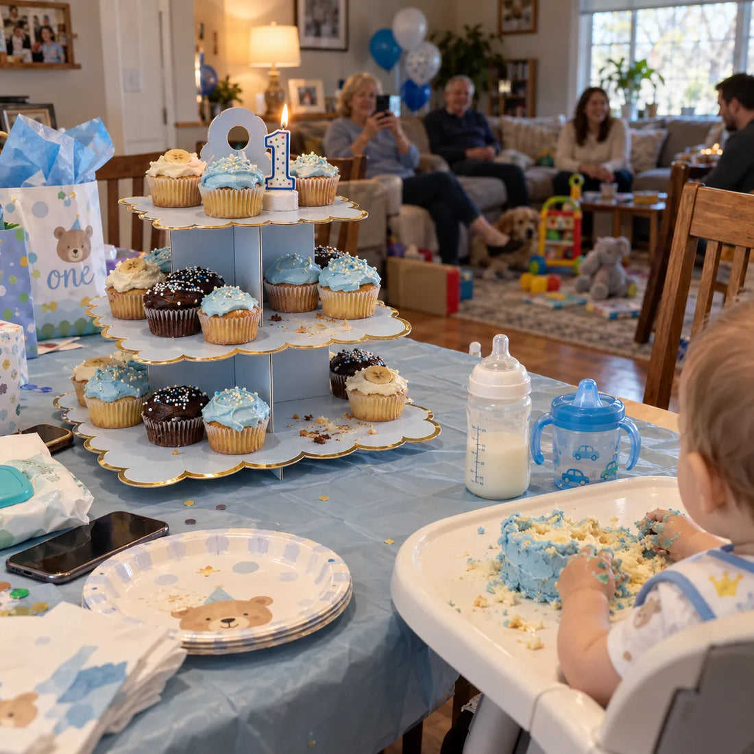 Présentoir Carré Bleu En Carton à Cupcakes Design
