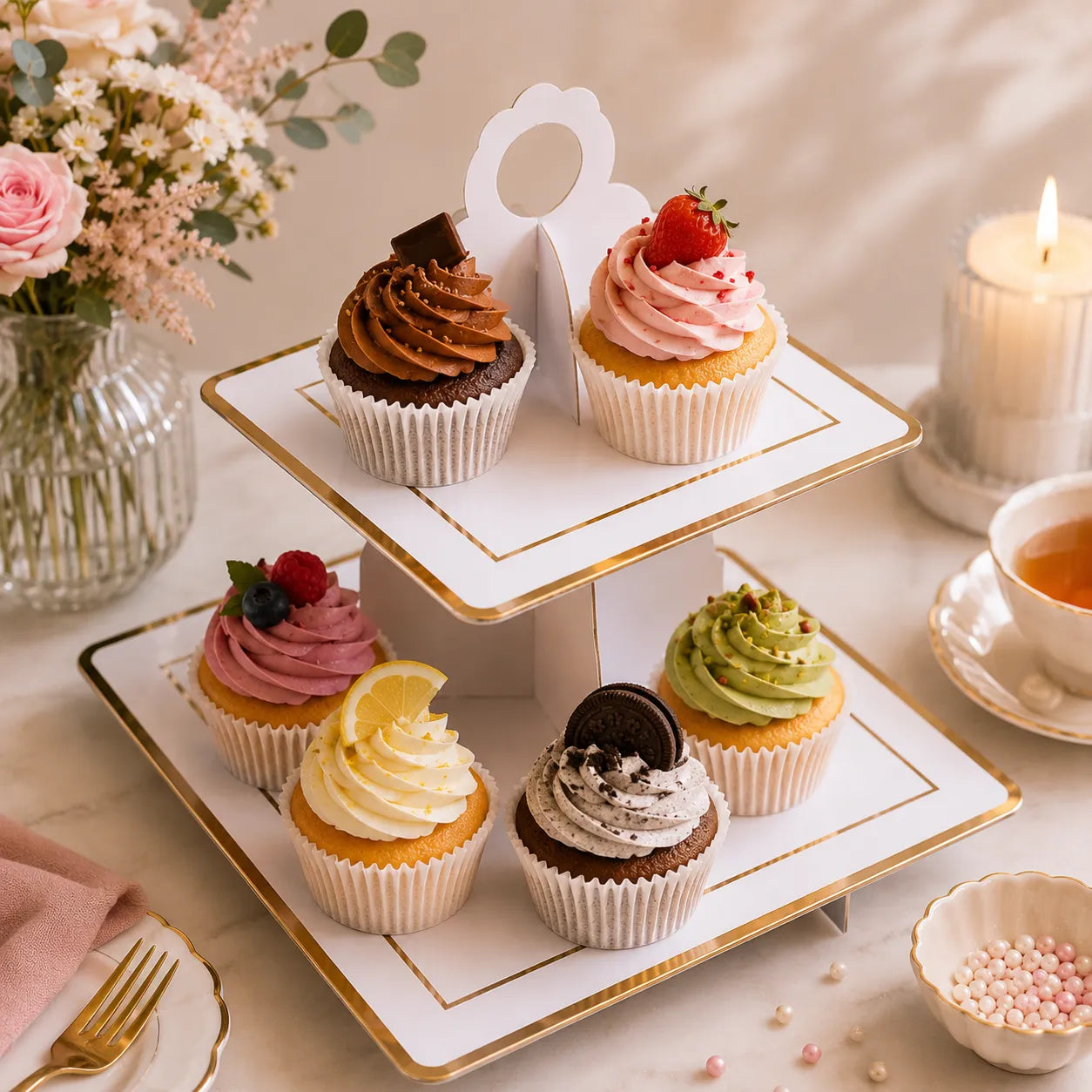 Présentoir Carré En Carton pour Cupcakes design
