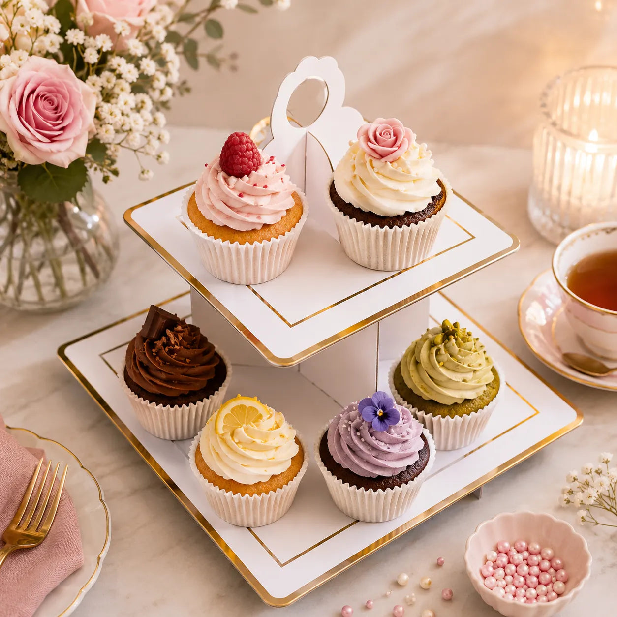 Présentoir Carré En Carton pour Cupcakes
