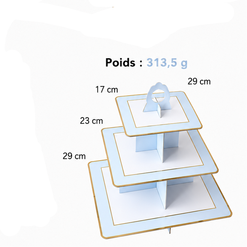 Présentoir Cupcake Carton Bleu et Blanc Harmonieux