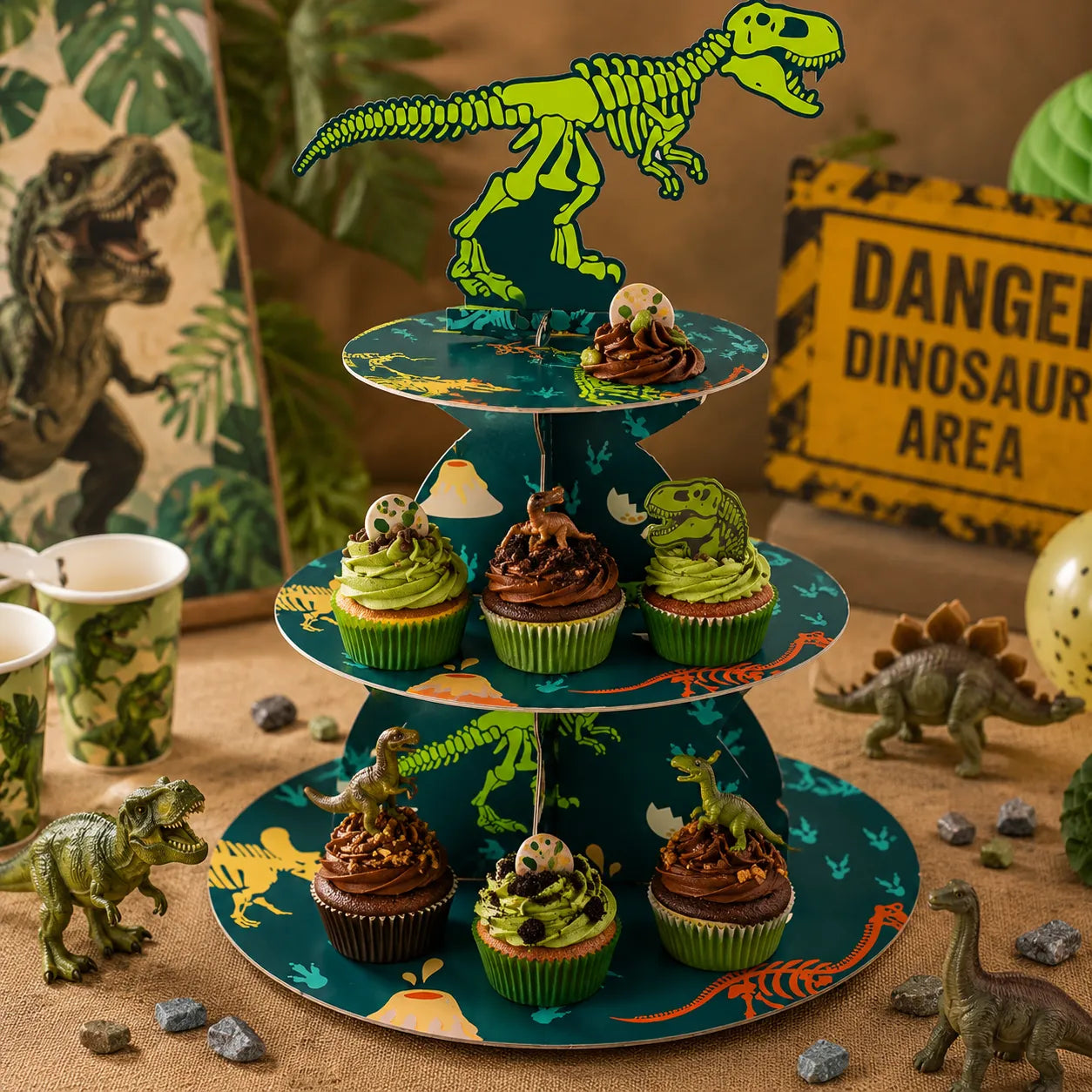 Présentoir Cupcake Dinosaure 