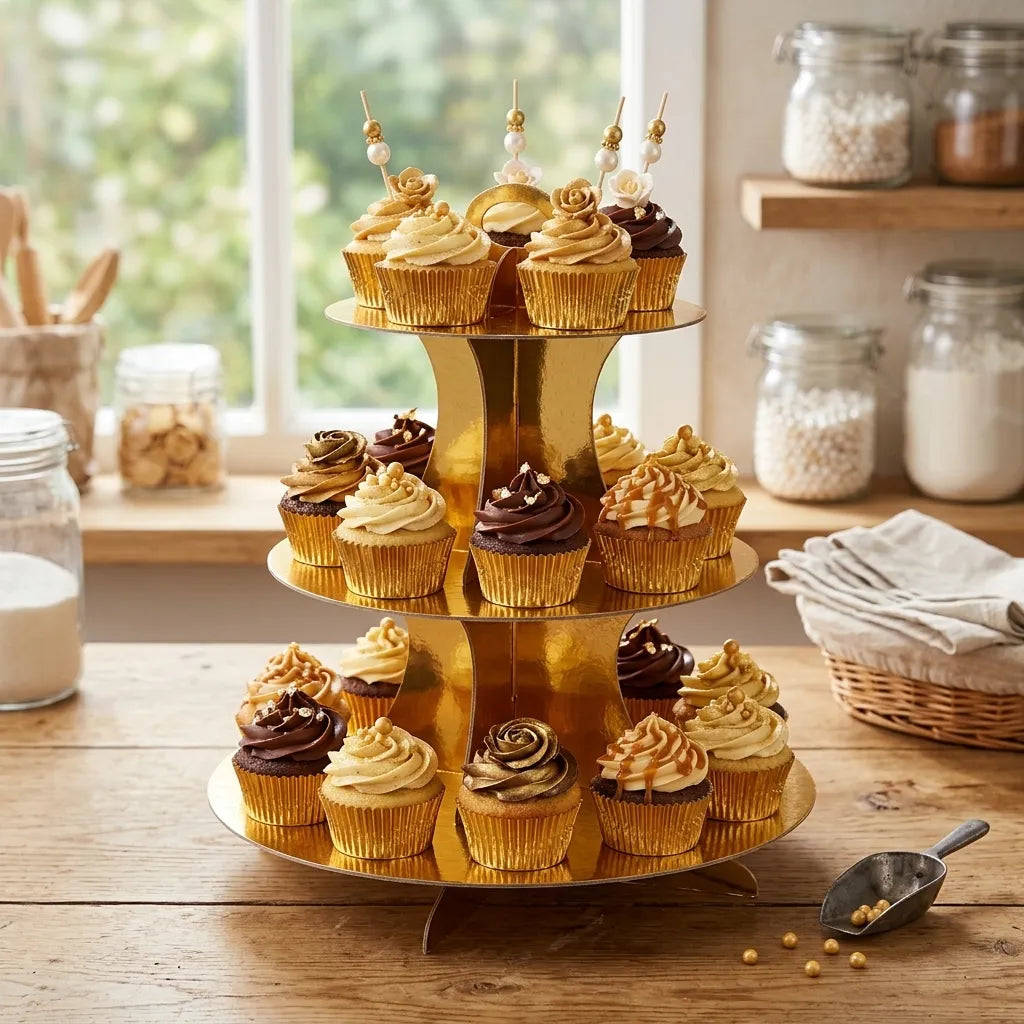 Présentoir à Cupcake Doré Unique