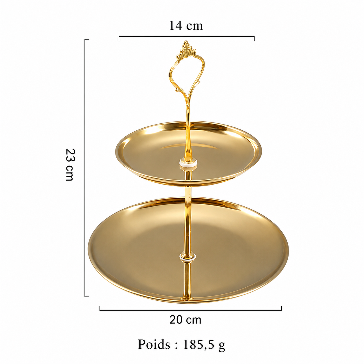 Présentoir à Cupcake Doré en Inox 2 Etages