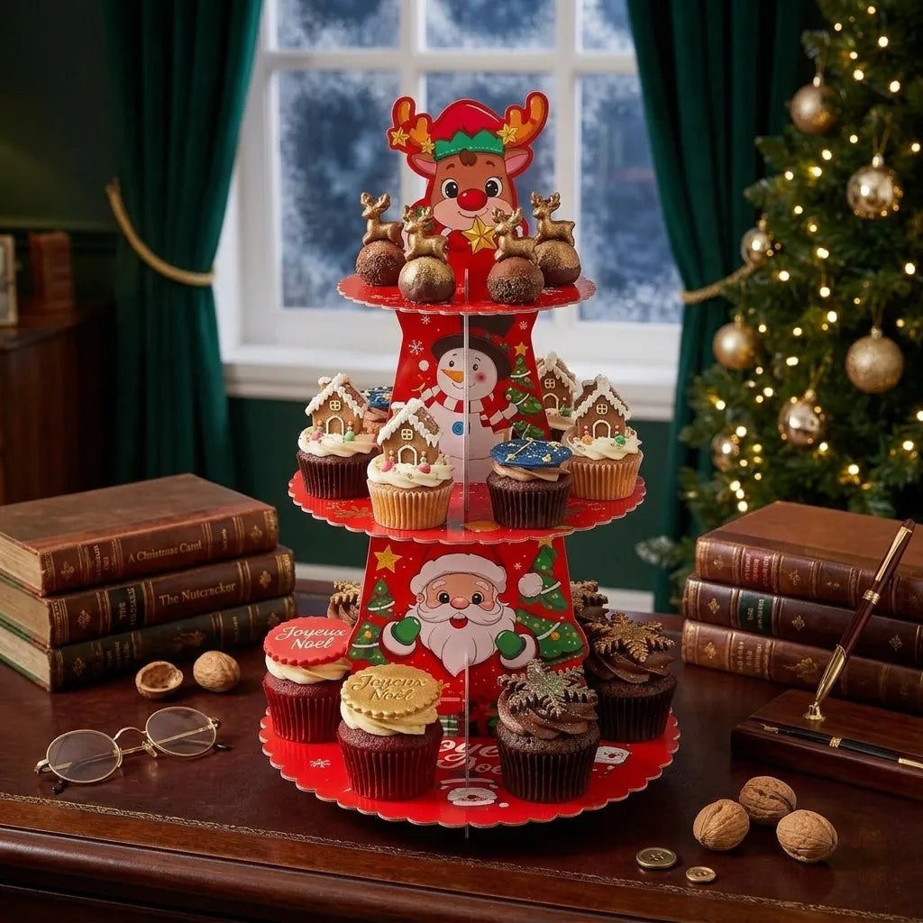 Présentoir à Cupcake Merry Christmas Minimaliste