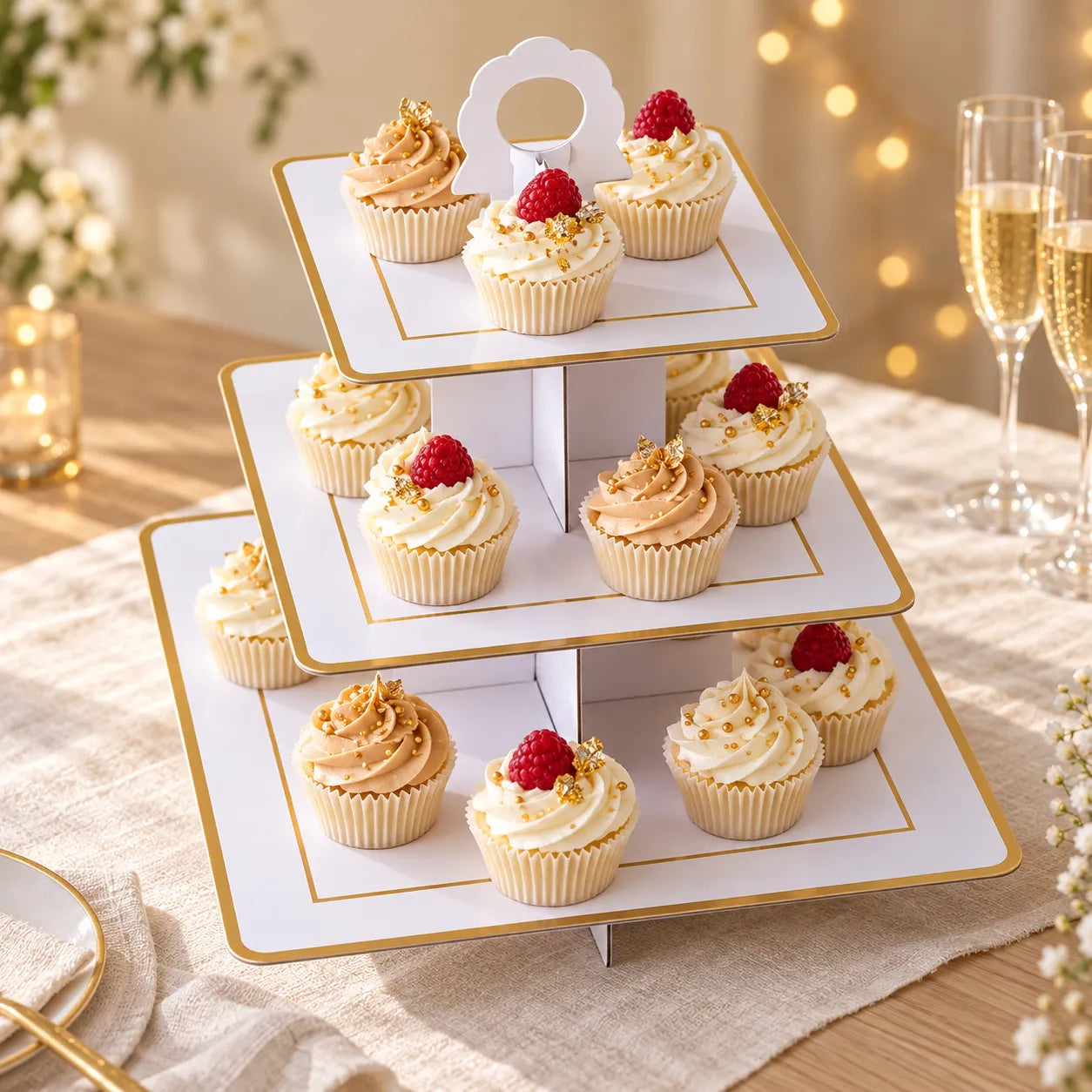 Présentoir Cupcake en Carton Blanc raffiné