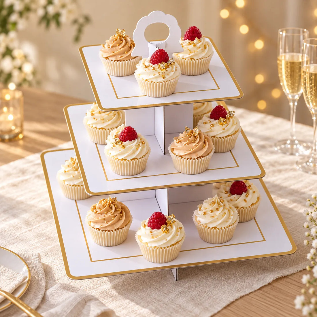 Présentoir Cupcake en Carton Blanc raffiné