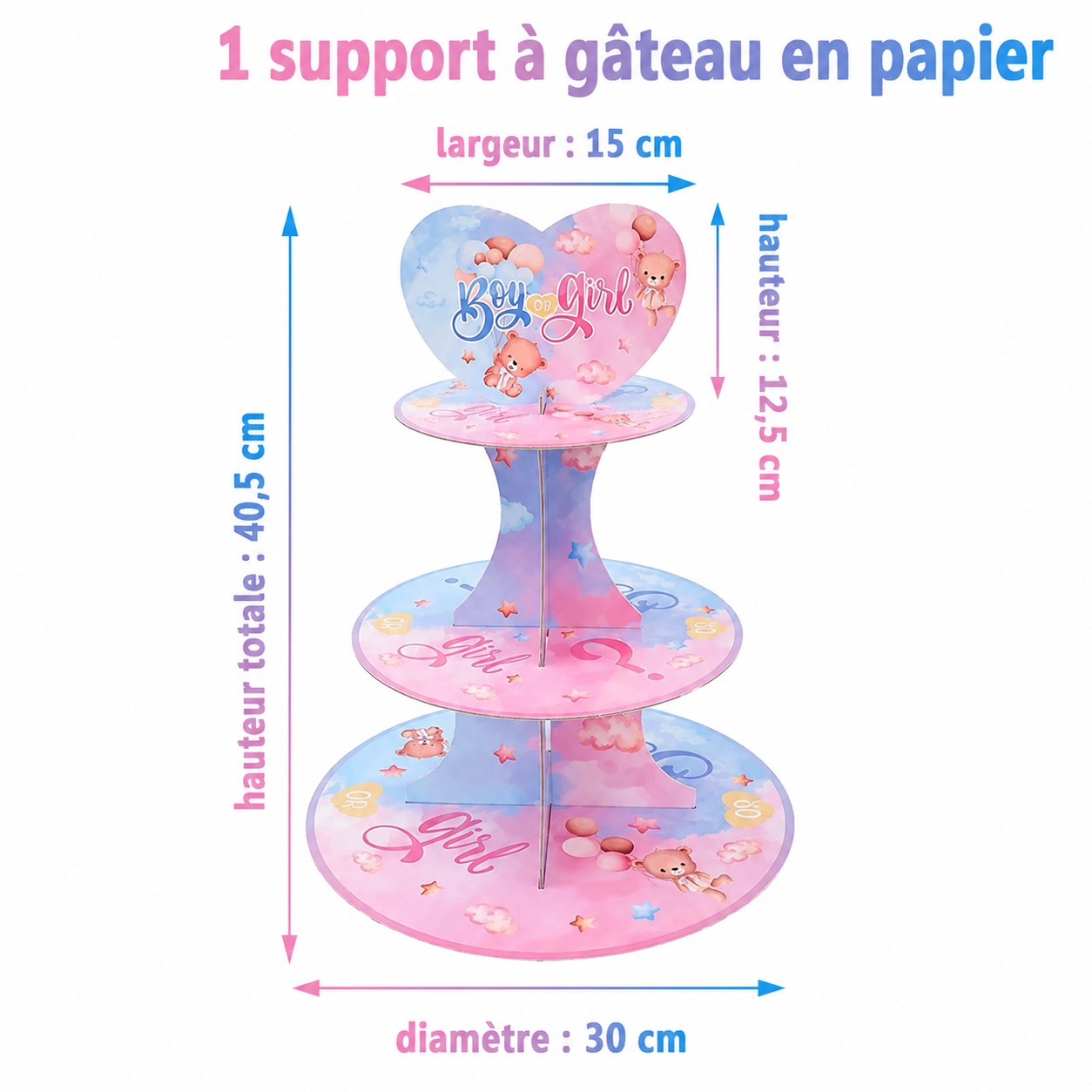 Présentoir Cupcakes Baby Shower Dimensions