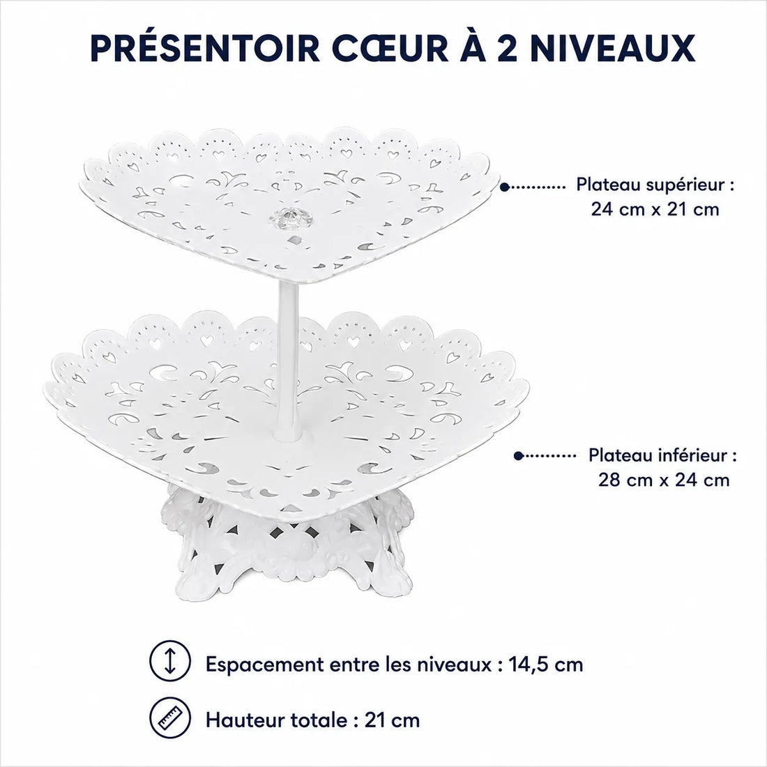 Présentoir à Cupcakes Cœur Ajouré Unique