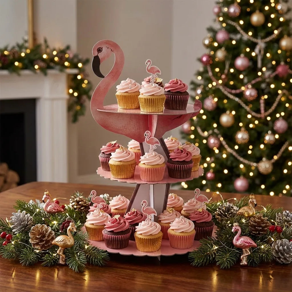 Présentoir à Cupcakes Flamant Rose Unique