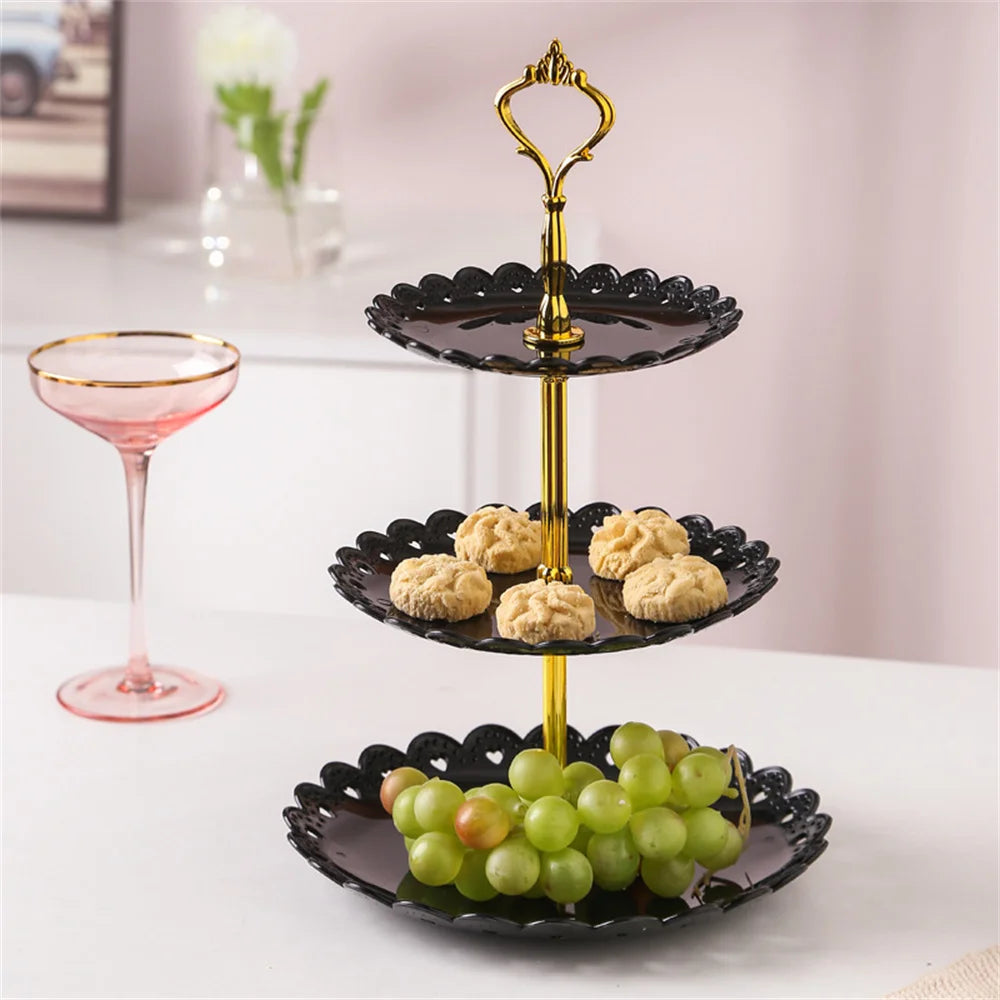 Présentoir à Cupcakes Noir en Plastique Sophistiqué