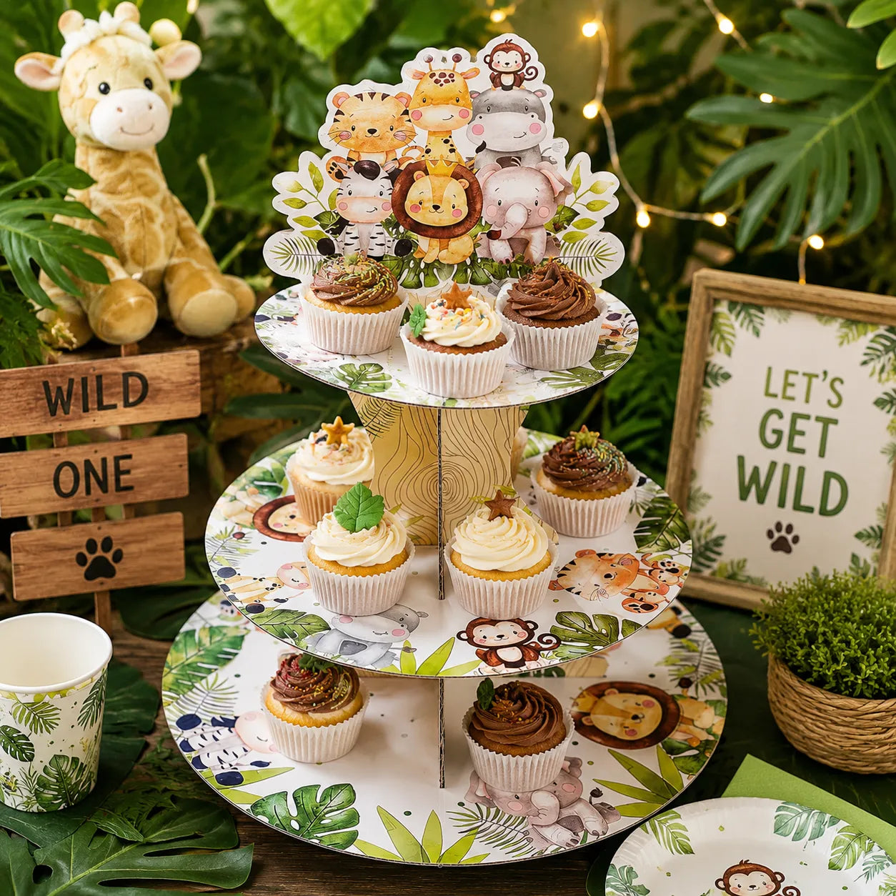 Présentoir à Cupcakes Thème Jungle 