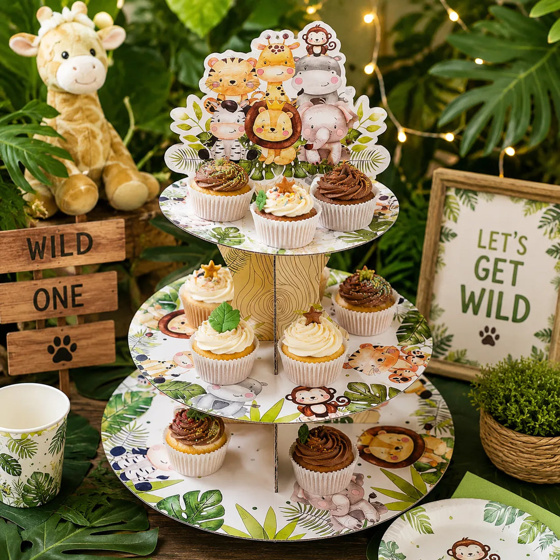 Présentoir à Cupcakes Thème Jungle 
