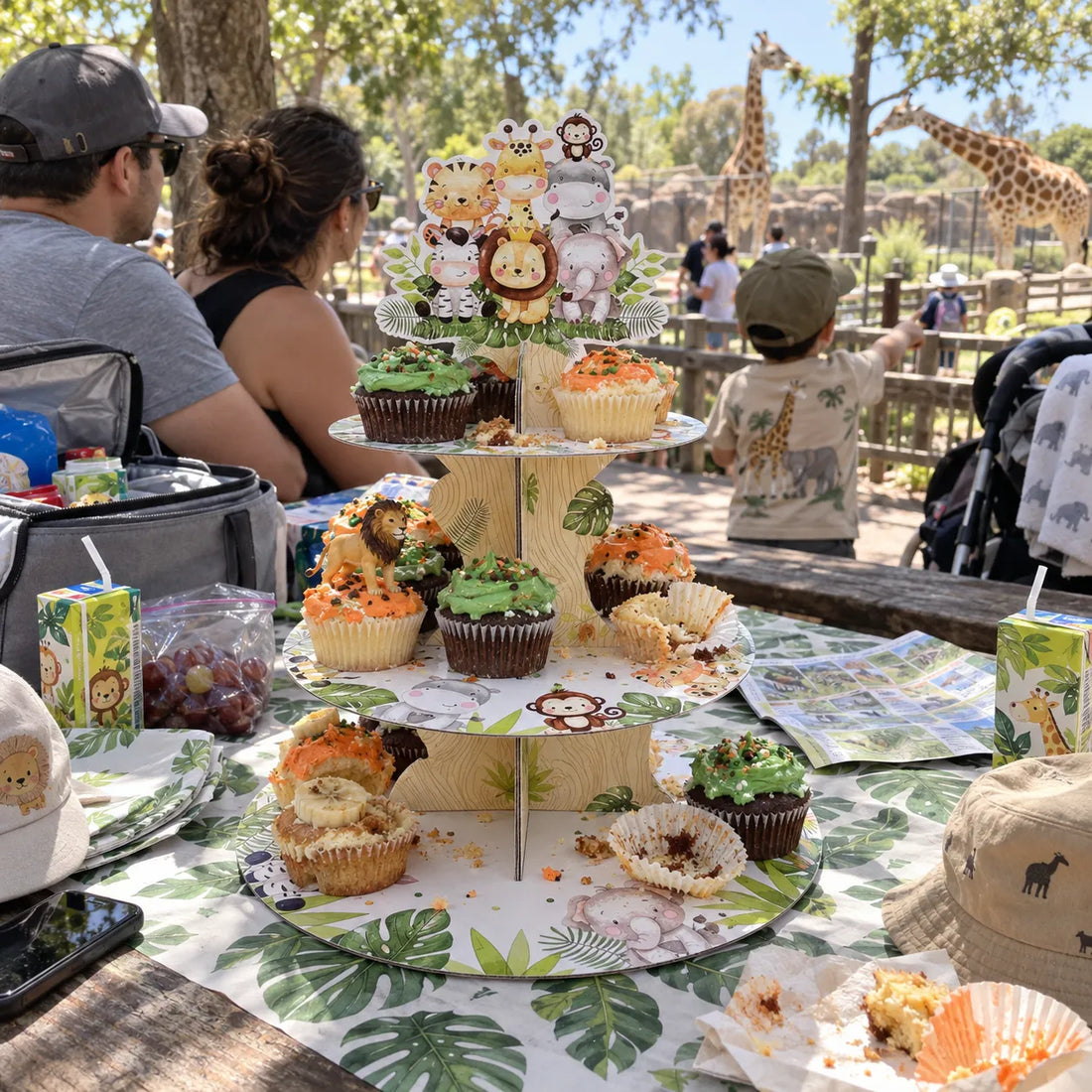 Présentoir à Cupcakes Thème Jungle Faune