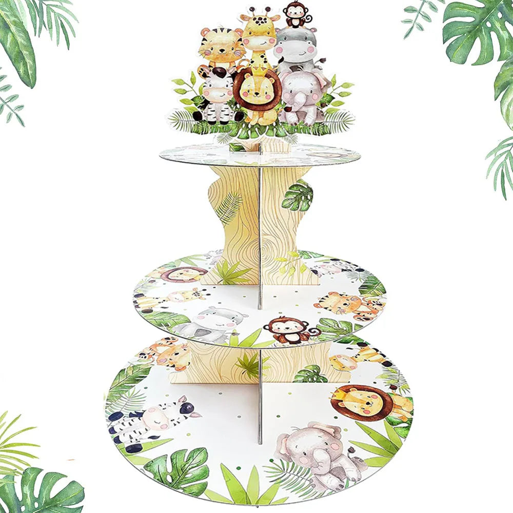 Présentoir à Cupcakes Thème Jungle Nature