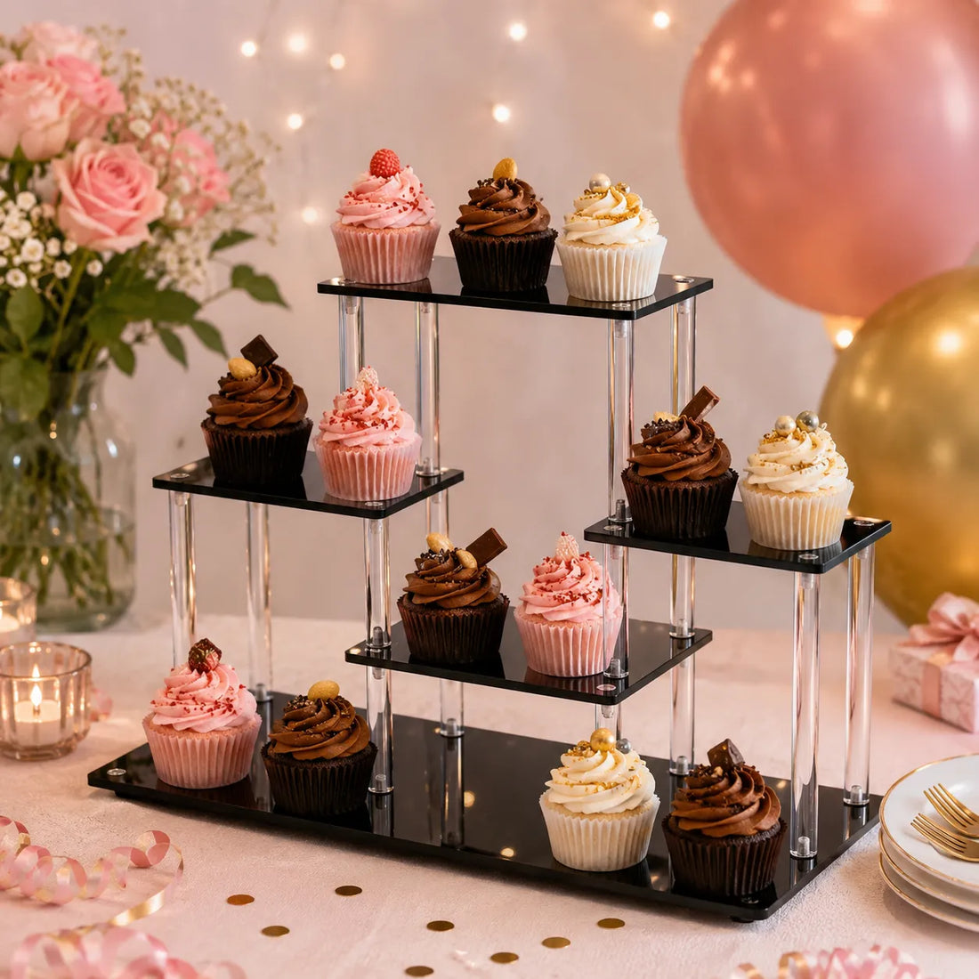 Présentoir à Cupcakes en Acrylique Noir 