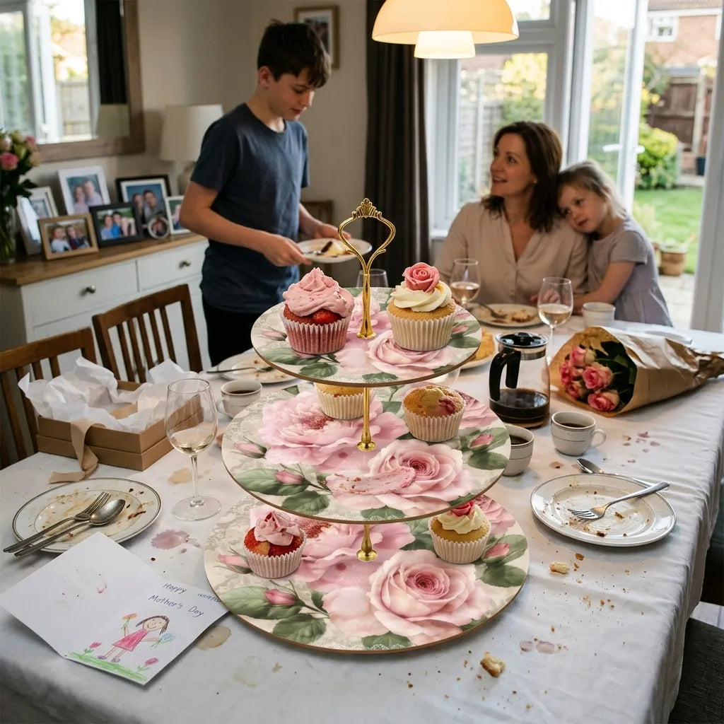 Présentoir à Cupcakes en Bois à Roses Romantique