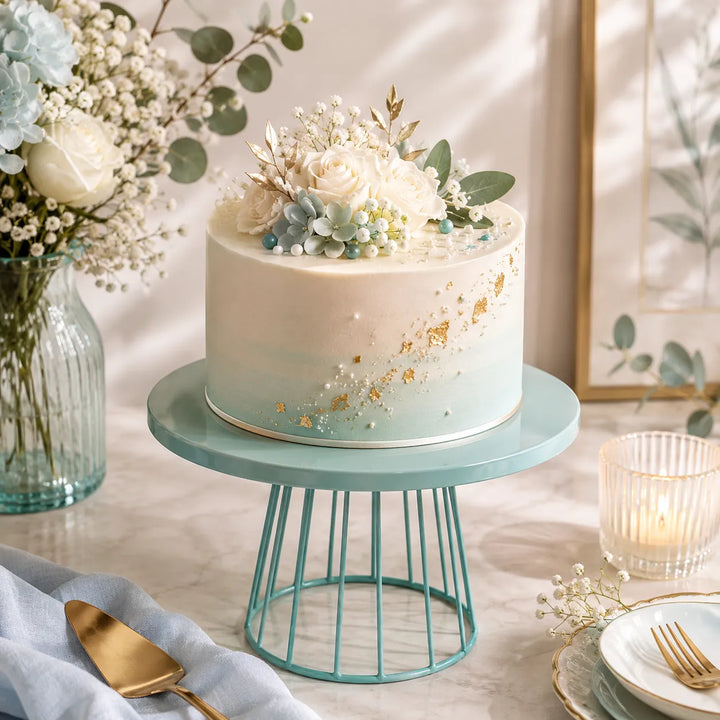 Présentoir à Gâteau Bleu En Métal Design
