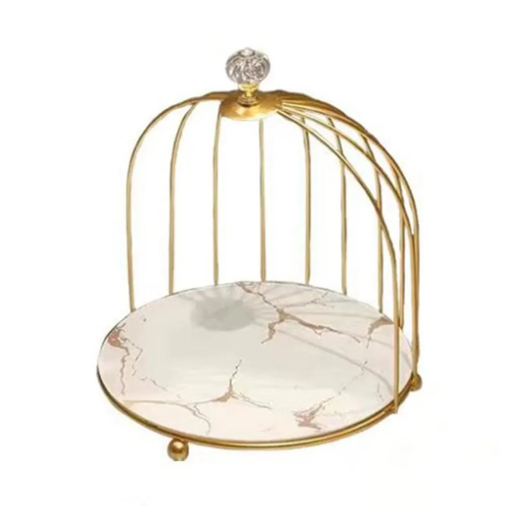 Présentoir à Gâteau Cage d’Oiseau Doré 1 Etage 