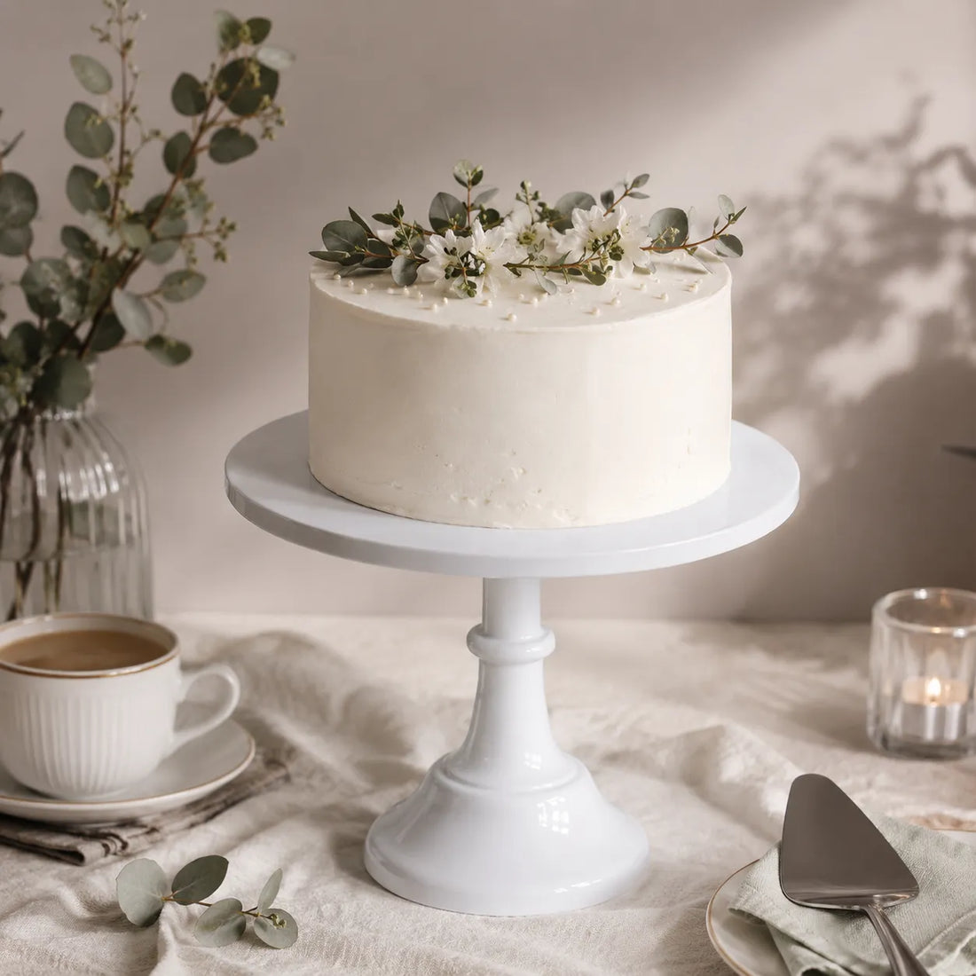 Présentoir à Gâteau Epuré Blanc 