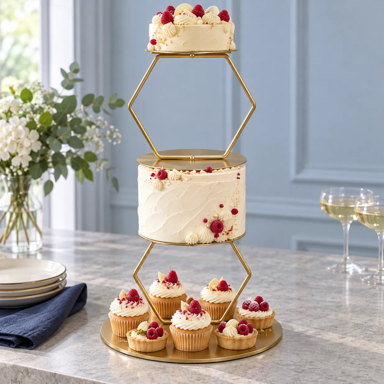 Présentoir à Gâteau Hexagonal festif