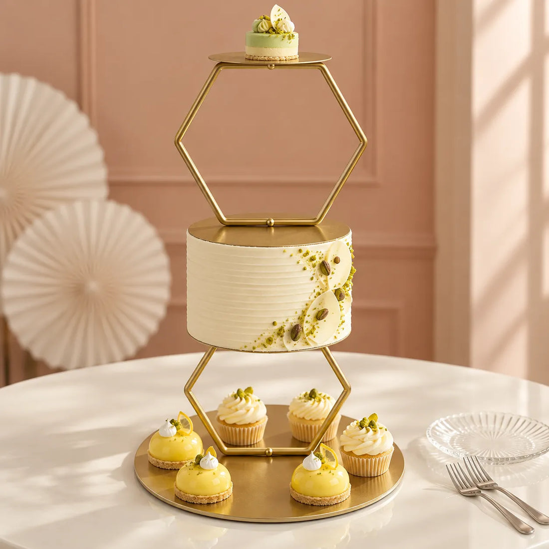 Présentoir à Gâteau Hexagonal moderne