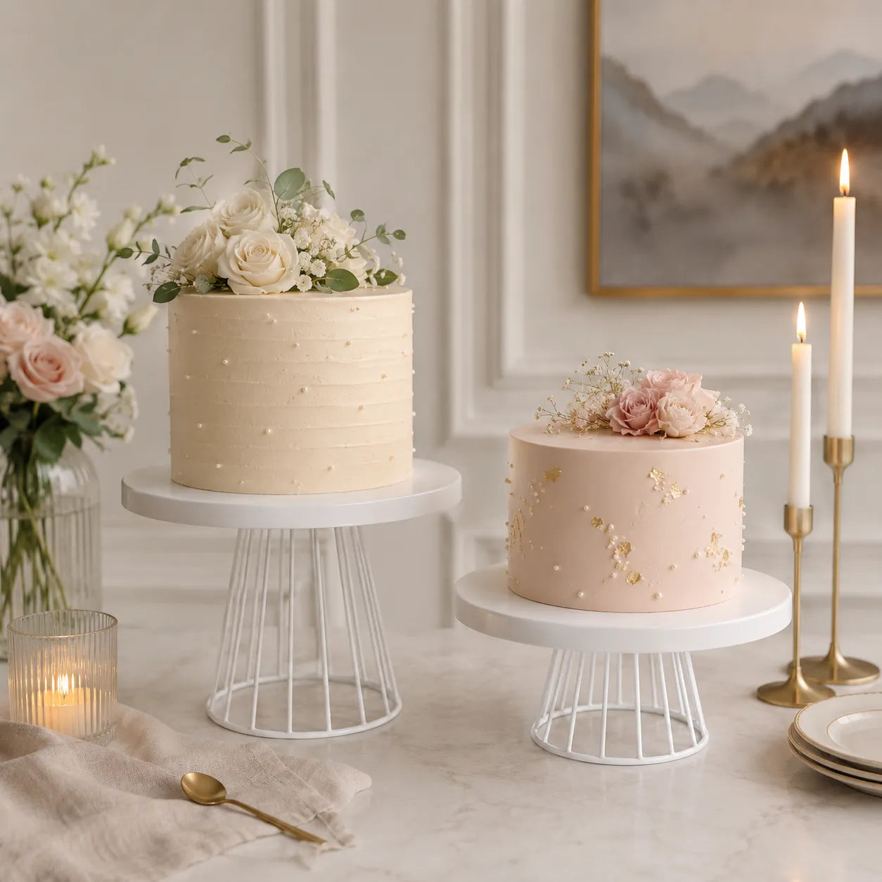 Présentoir à Gâteau Métallique Blanc