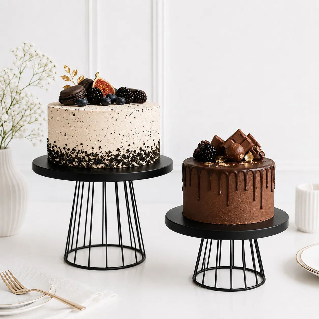 Présentoir à Gâteau Métallique Noir