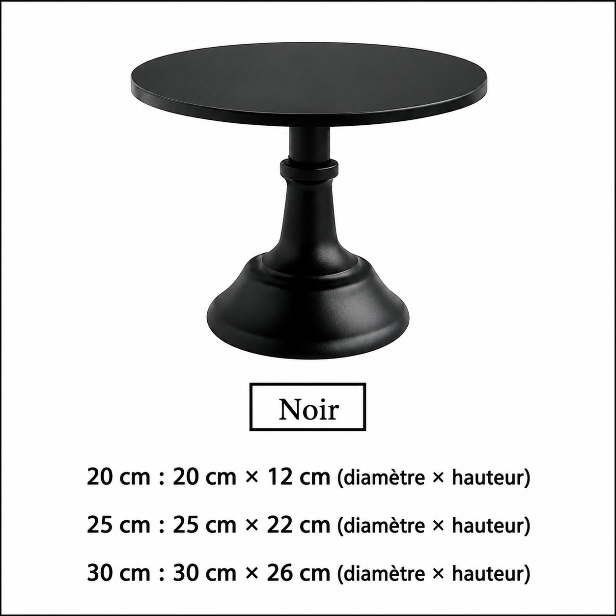 Présentoir à Gâteau Noir Minimaliste Sobre