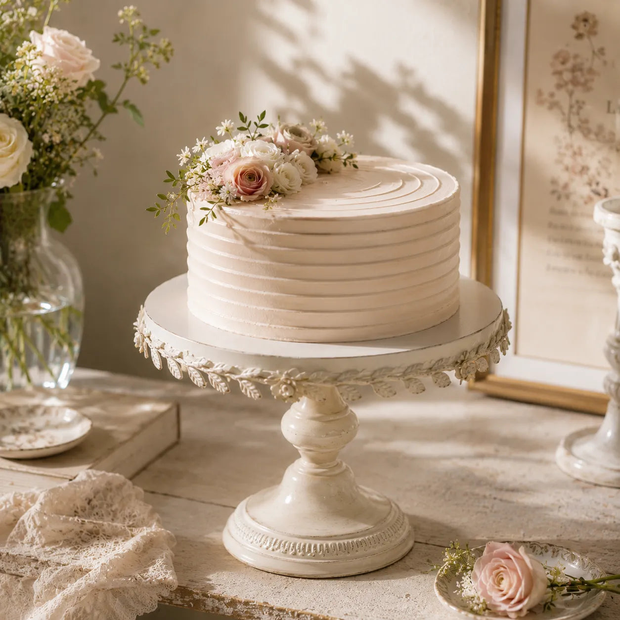Présentoir à Gâteau Rétro à Feuillages 