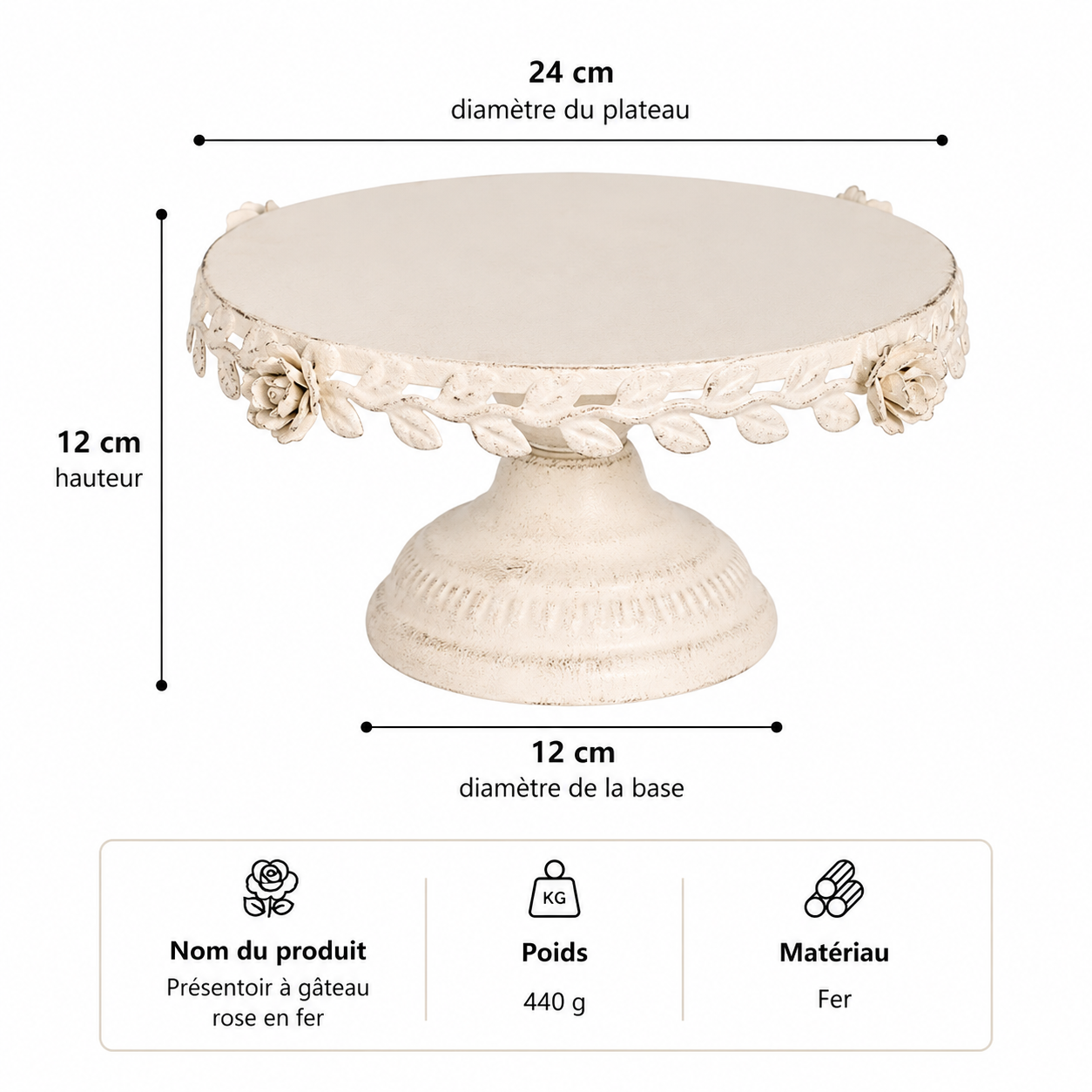 Présentoir à Gâteau Rétro à Feuillages Petit